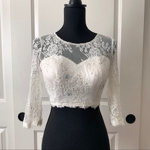 White Floral Lace Bustier Top